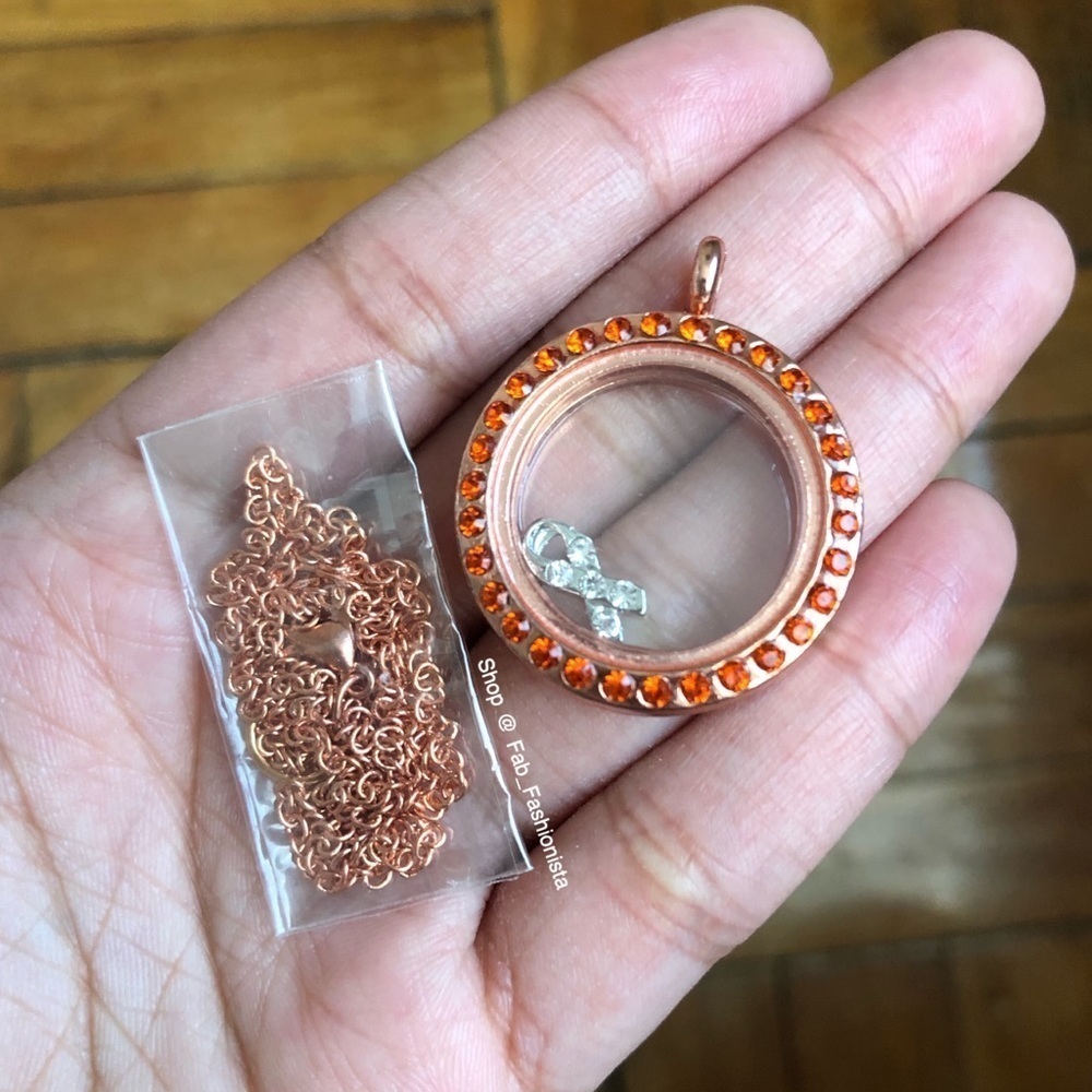 Rose Gold Crystal Locket Necklace